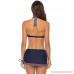 SherryDC Women's Halter Push Up Bikini Skirted Bottom Swimsuit Bathing Suit Navy Blue B07PGMCVNJ